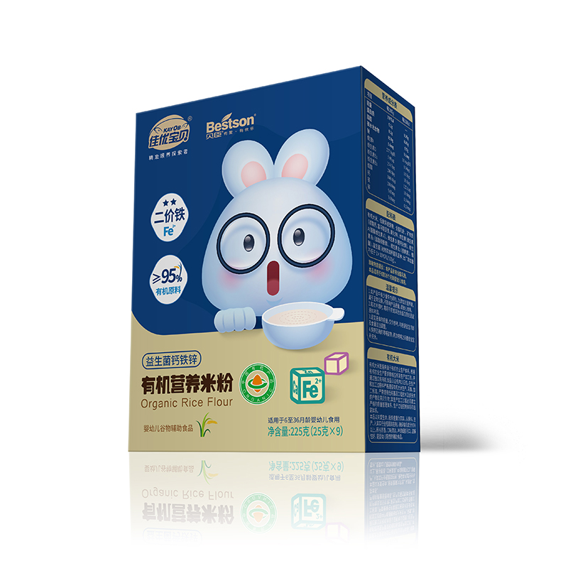 佳优宝贝益生菌钙铁锌有机米粉225克